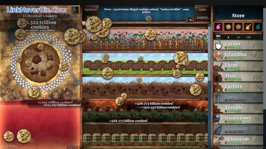 Hình ảnh trong game Cookie Clicker (screenshot)